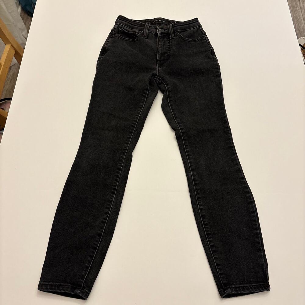 Lucky Brand High Rise Curvy Skinny Jeans Womens 00 24 Black Stretch Denim